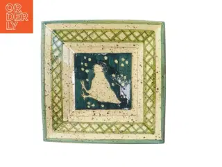 Håndlavet fransk keramiktallerken (str. 22x22 cm)