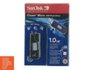 SanDisk Cruzer Micro USB flashdrev 1GB fra Sandisk