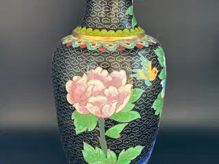 CLOISONNE vase H 21 cm sælges