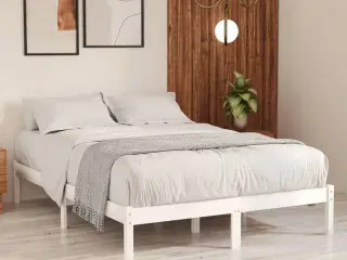Sengestel 160x200 cm massivt fyrretræ hvid