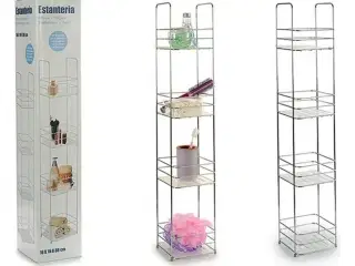 Berilo badeværelsesreol - gennemsigtig/sølv, 16 × 86 × 16 cm