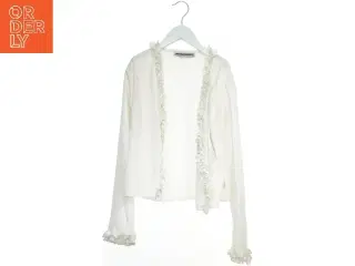 Hvid cardigan med flæser fra Morrison (str. 164)