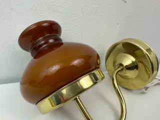 Vintage messing lampe med glas