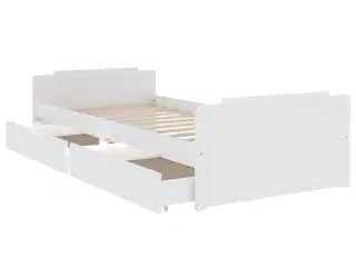 Sengeramme med skuffer 90x200 cm massivt fyrretræ hvid
