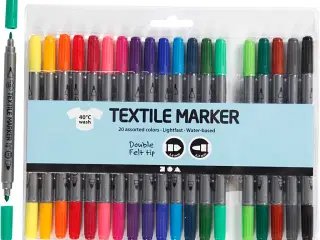 Tekstiltusch, streg 2,3+3,6 mm, standardfarver, 20stk./ 1 pk.