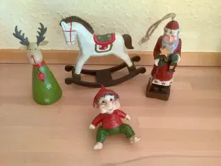 Julepynt - Julemand - gyngehest - rensdyr og nisse