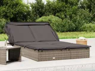 2-personers solseng foldbart tag 213x118x97 cm polyrattan grå