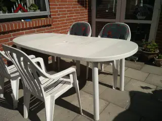 Havemøbelsæt bord med plade, plast stole