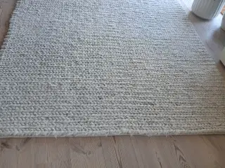 Tæppe 100% uld håndvævet råhvid 160x230 cm
