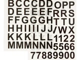 Rub on stickers, bogstaver og tal, H: 17 mm, B: 17 mm, ark 12,2x15,3 cm, sort, 1 pk.