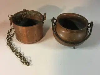 Kobber vaser og lampe