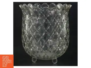 Glasvase med blomstermønster (str. 15 x ø14 cm)