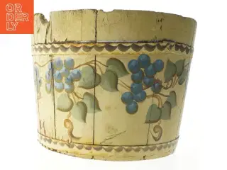 Antik Almue Håndmalet Træ Krukke (str. Ø 33 cm)