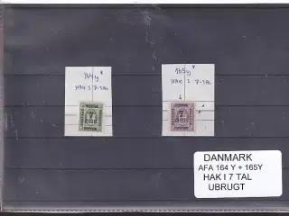 Danmark - AFA 164 Y + 165 Y - Hak i 7 Tal - Ubrugt