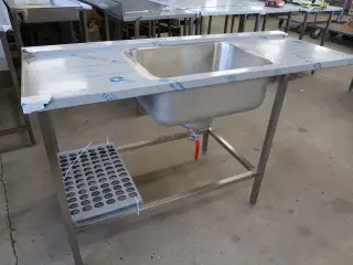 Rustfri stålbord m. vask 160x65xH90cm