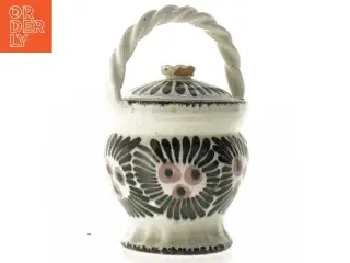 Keramik barsels krukke med håndtag (str. 17 x 11 cm)