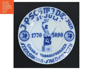 Dekorativ porcelæn plade fra J.P. Schmidt (str. Ø 21 cm)