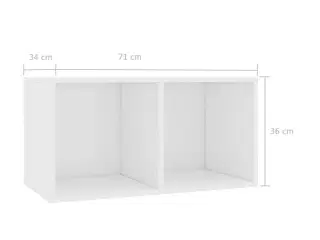 Reol til lp'er 71x34x36 cm konstrueret træ hvid højglans