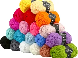 Fantasia Polyacrylgarn, L: 80 M, ass. farver, 20x50g/ 1 pk.