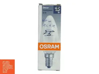 Osram Decor pærepære E14 15W fra Osram (str. 40. watt. klar)