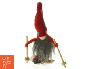 Håndlavet nissefigur på ski (str. 12 cm)