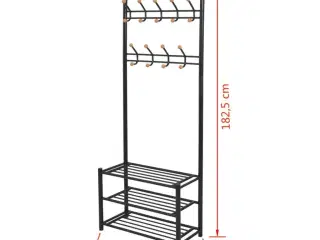 Knagerække med skoopbevaring 68 x 32 x 182,5 cm sort