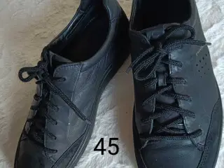 Ecco sort læder sko 45str 