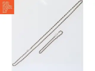 Smykkesæt med sølvhalskædeog armbånd (str. Armbånd, 20 cm halskæde, 60 cm)