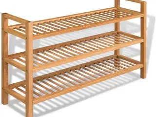 Skostativ med 3 hylder 100x27x60 cm massivt egetræ