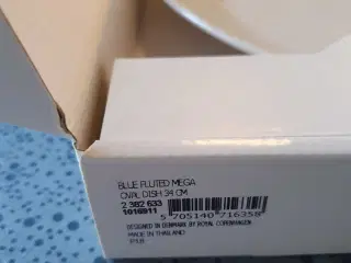 Blå mega riflet fad 34 cm