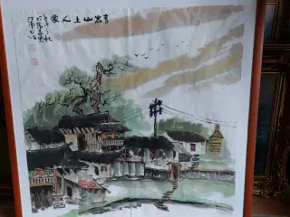 GAMMEL KINESISK AKVAREL 