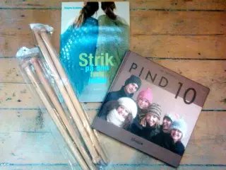 Strikkepinde kæmpe i træ incl 2 bøger