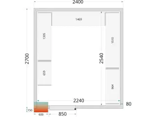 Tefcold Kølerum – 2400 x 2700 x 2200 mm – CRPF2427