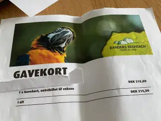 Gavekort til entré i Randers regnskov