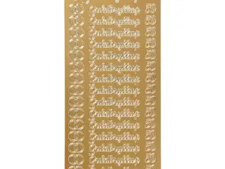 Stickers, guldbryllup, ark 10x23 cm, guld, 1 ark