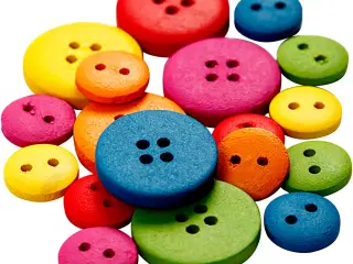 Farverige træknapper 12-20 mm, 360 stk. assorteret