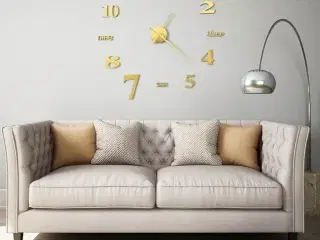 3D-vægur moderne design 100 cm XXL guldfarvet