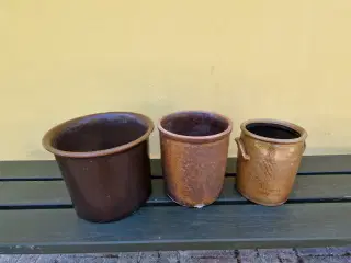 3 stk. lerkrukker