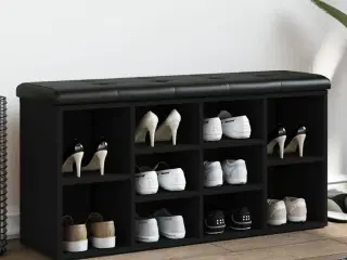 Skobænk 102x32x50 cm konstrueret træ sort