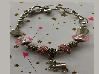 armbånd med enhjørning, perler, stjerne og hjerte