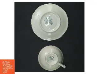 Porcelæn tekop og underkop med blomstermotiv fra Bavaria