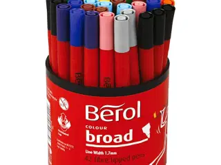 Berol Colourbroad Tusch, diam. 10 mm, streg 1-1,7 mm, ass. farver, 42stk./ 1 ds.
