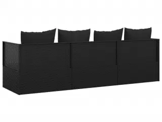 Udendørs loungesofa med hynder polyrattan sort