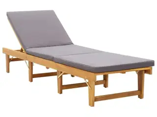 Foldbar liggestol med hynde massivt akacietræ