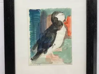 Mogens Kofod, akvarel, 35x30 , “Søpapegøje 89”