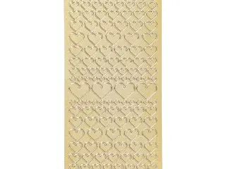 Stickers, hjerter, ark 10x23 cm, guld, 1 ark