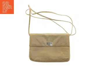 Beige Læder Crossbody skuldertaske (str. 23 x 17 cm)
