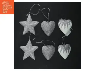 Sæt med glitter julepynt (str. 6-8 cm)