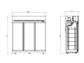 Professionel displayfryser – 1480 liter