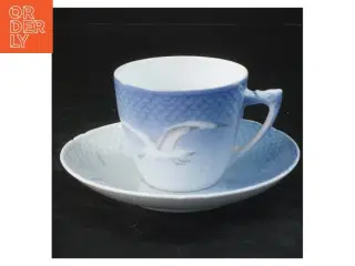 Mågestel Kaffekop med underkop fra B&G (str. 6,5x9,5&ø14 cm)